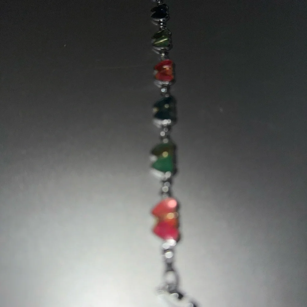 Elegant multicolor Stone Bracelet with Silver Chain